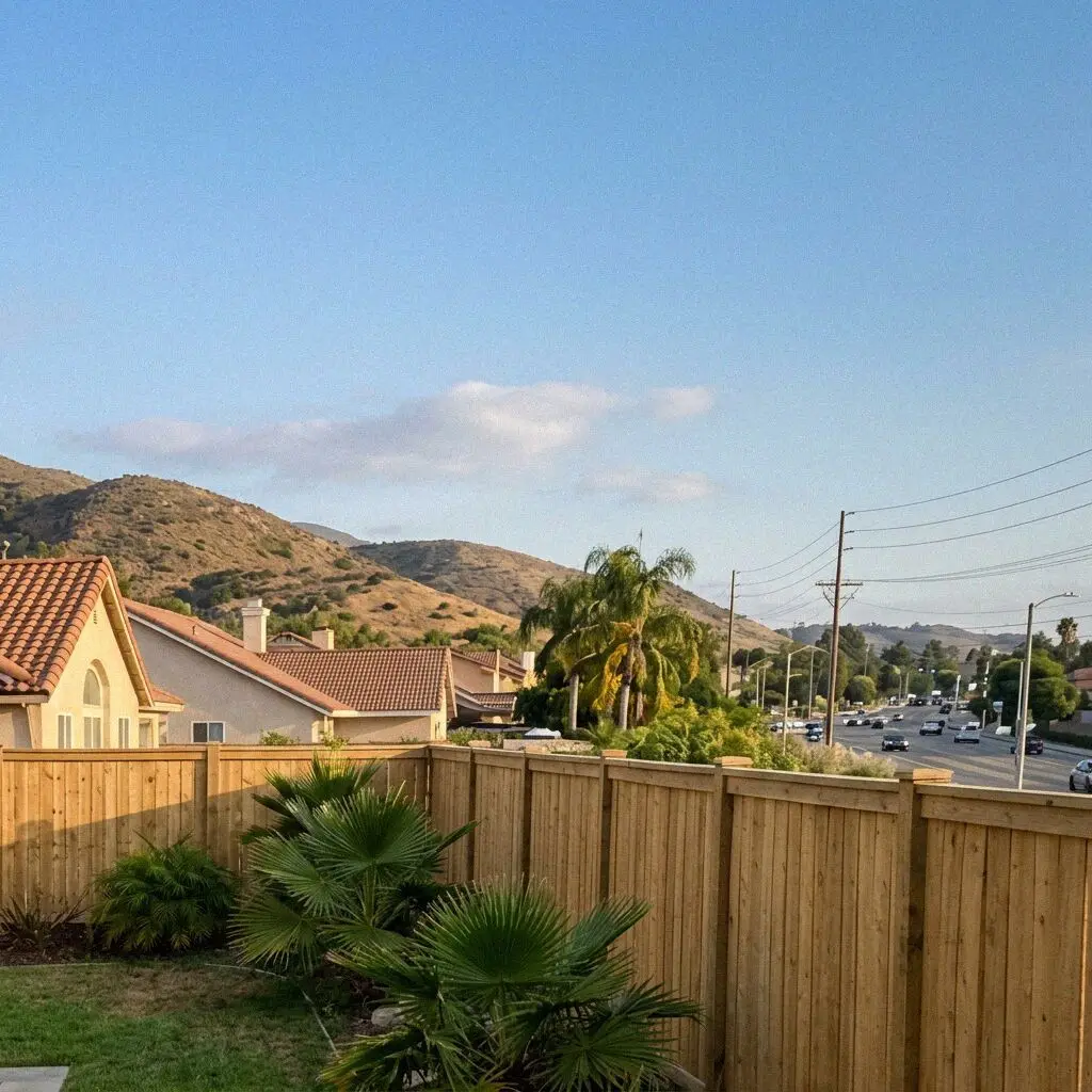 A street of 1950s tract homes under the hills in Fullerton