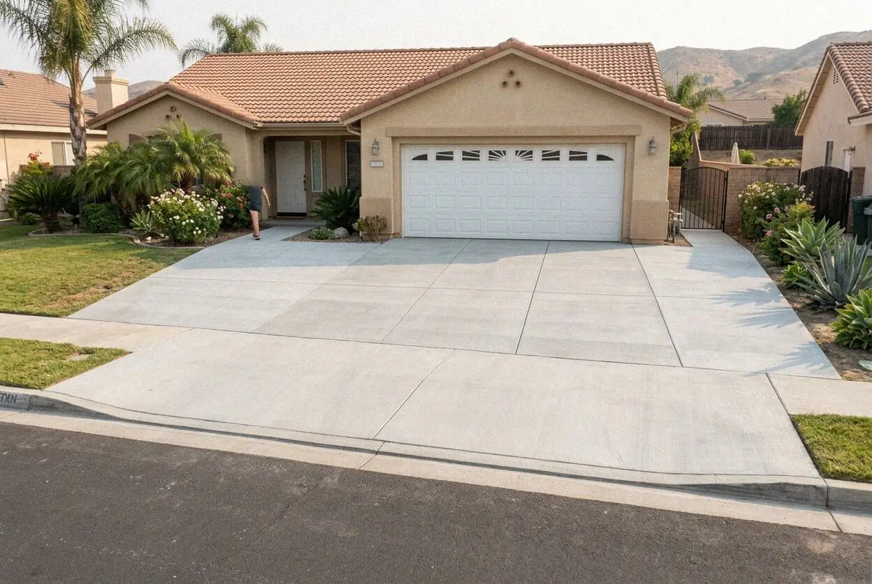 New concrete driveway at a Sunny Hills home in Fullerton