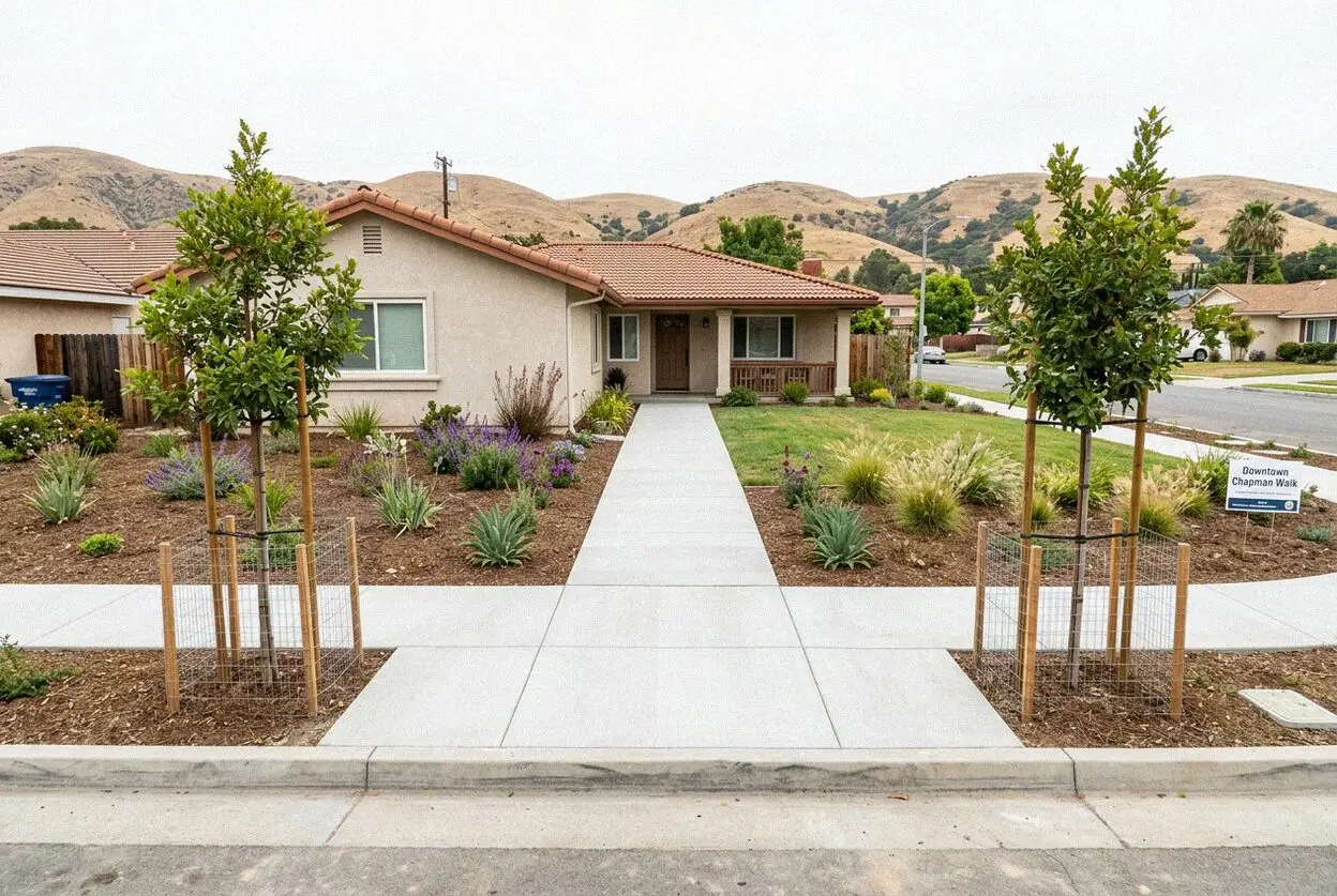 Replaced public sidewalk panels on Chapman Avenue in Fullerton