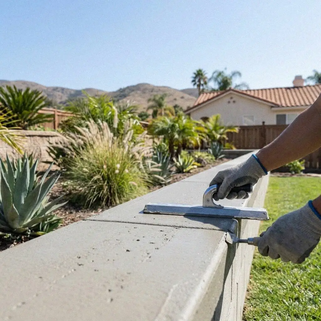 Crew tying steel into a retaining wall footing in Fullerton