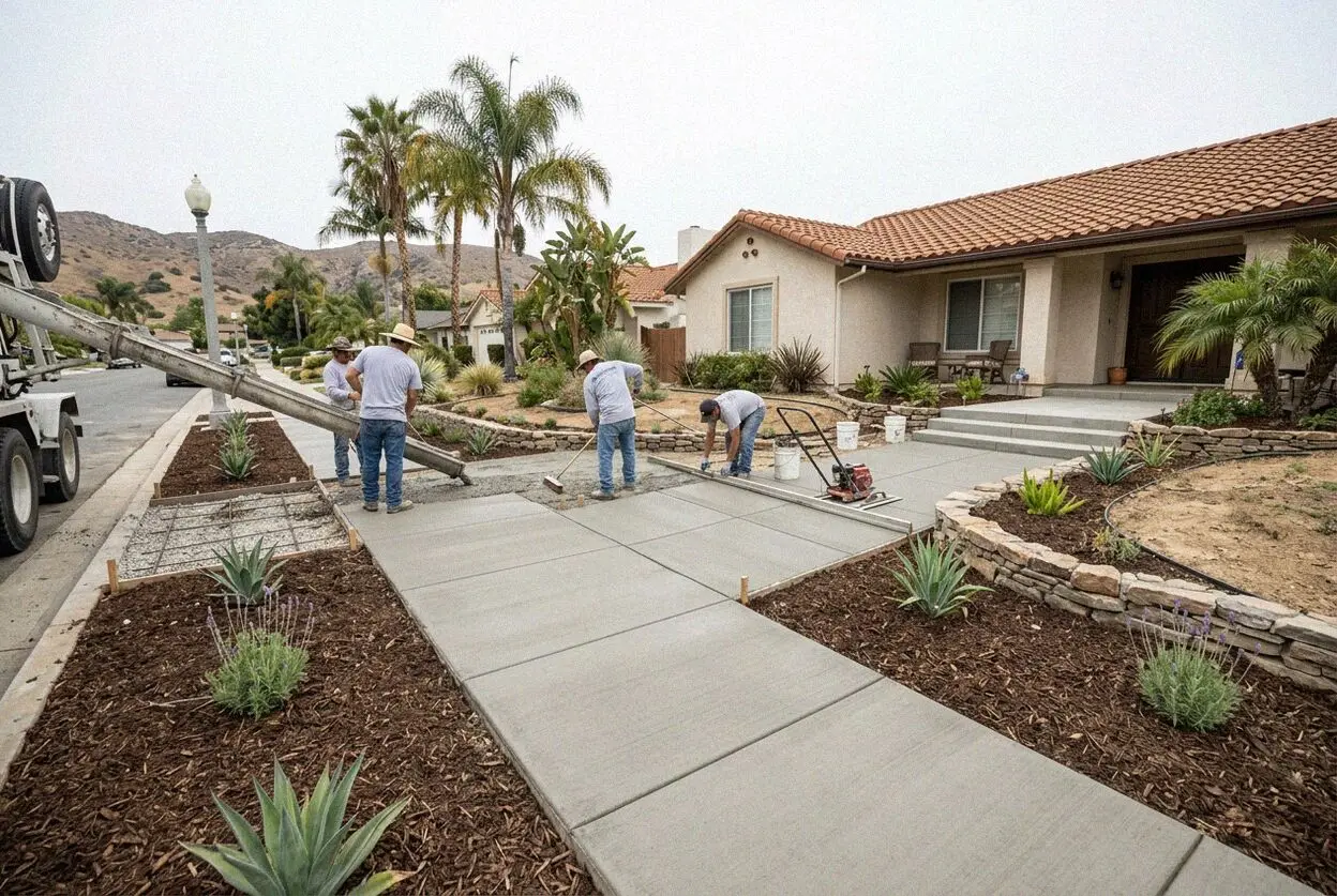 Repoured public sidewalk bay outside a postwar Fullerton home